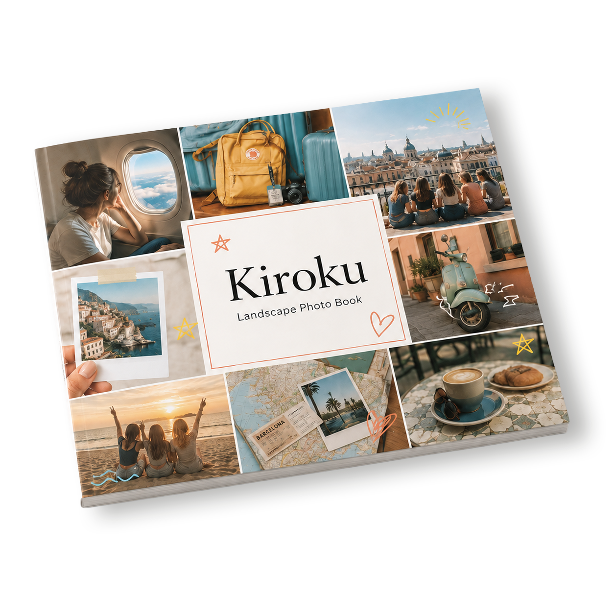 The Kiroku Landscape photo book, horizontal, with a collage cover